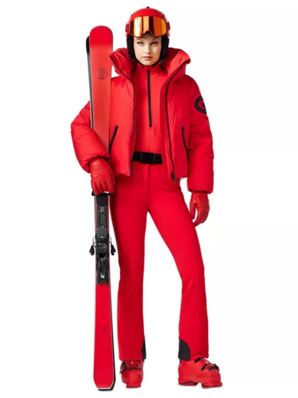Goldbergh Hida Ski Jacket Women Flame Red Padded Down Hooded Logo Red MSRP $850